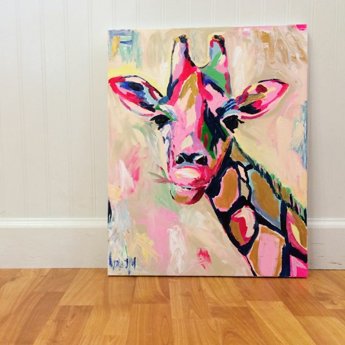абстрактно-арт-жираф-картина в много цветове-