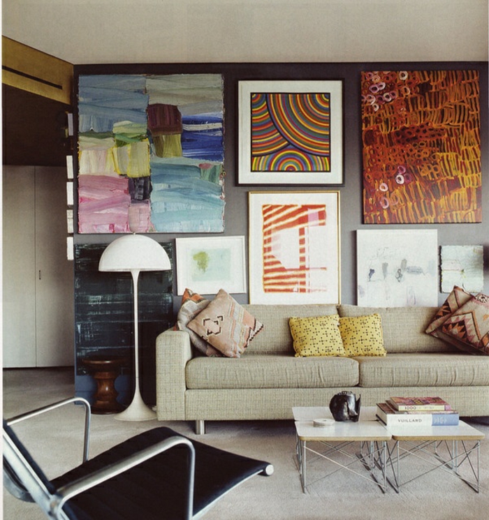 absztrakt vászon art-vaku színű sima nappali belső