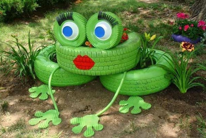 употребяван рециклиране на гуми хладно-градина гума декорация-жаба-кола разстояние