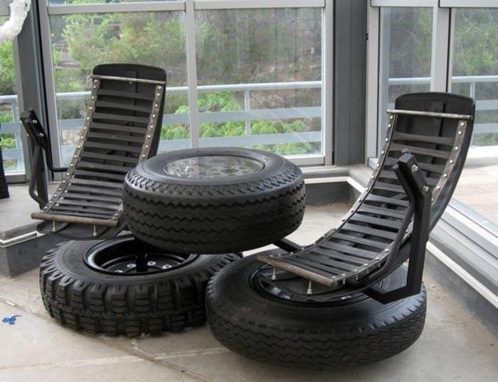 használt gumiabroncsok újrahasznosítása fekete vonzó bútor szék-és asztal