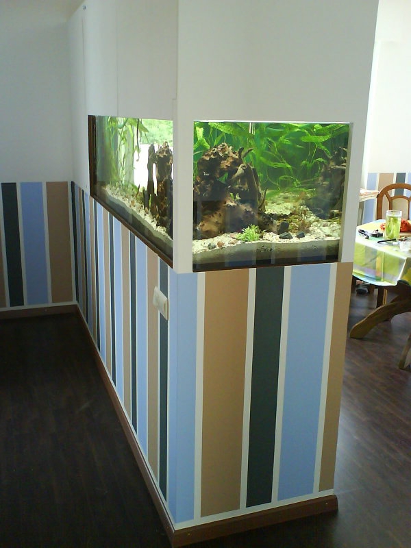 akvarij sobi podijeljen na zid na traci - pored blagovaonice