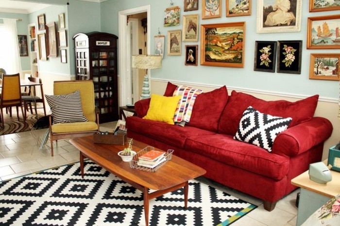 Artis diagrama de salón bellos murales-gráfico de alfombras Cojín sofá rojo