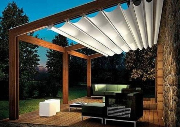 пергола дървена покривна материал шик-благородно-тераса-нов модерен дизайн-плъзгащи покрив