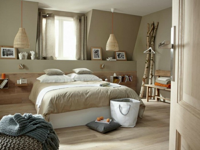 houkutteleva seinä-väri-ideoita-for-makuuhuoneen-harmaanruskean-ja-cappuccino-ottelu