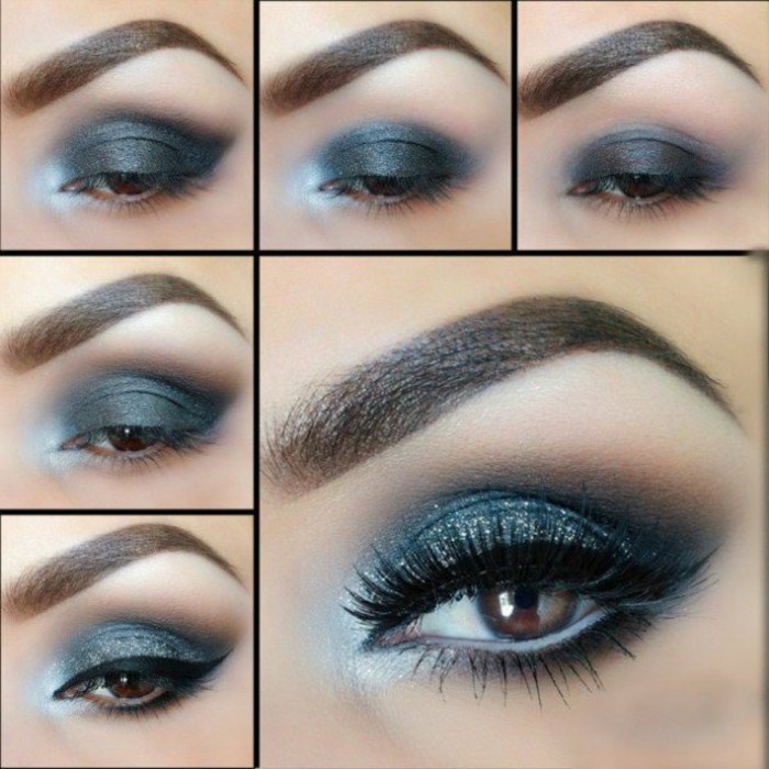 eye make-up οδηγίες-βήματα-as-you-smokey μάτια-in-μπλε-δημιουργεί-φρύδια