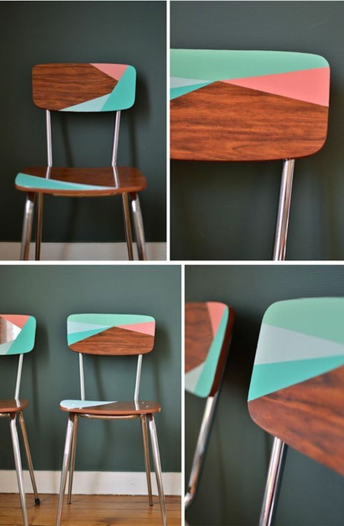 από-παλιά-νέα-make-ξύλινα-καρέκλες-με-γεωμετρικά σχήματα-βαφή
