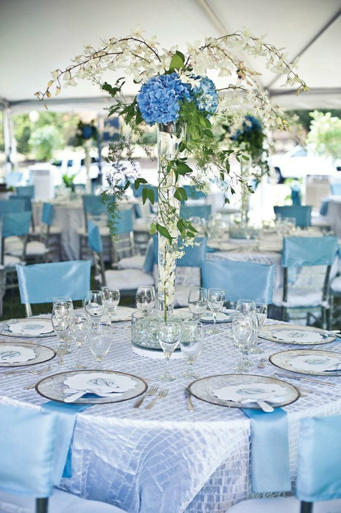 fancy kattaukseen Wedding-tarjous-sininen