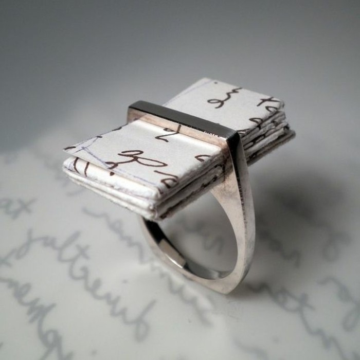 необичайно годежни пръстени сребърни пръстени хартия с послание