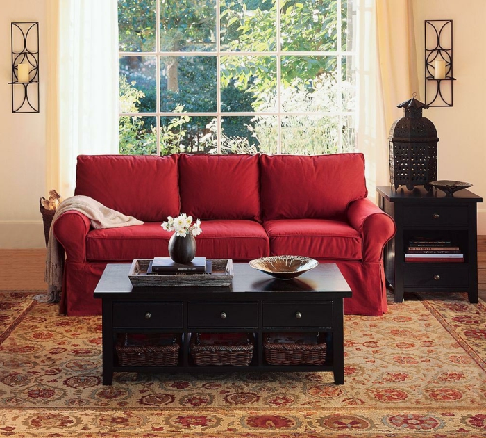 fancy-deco elegáns piros kanapé