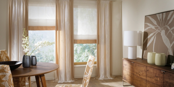花哨窗帘 - 米色 - 美丽的客厅