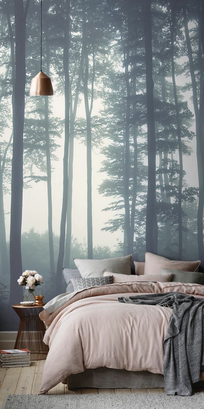 fantazija-pozadina-u-spavaćoj sobi šuma slike