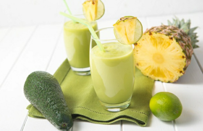 avokado za doručak ideja s avokado i ananas limun vapno smoothie izradu jednostavnih recepata