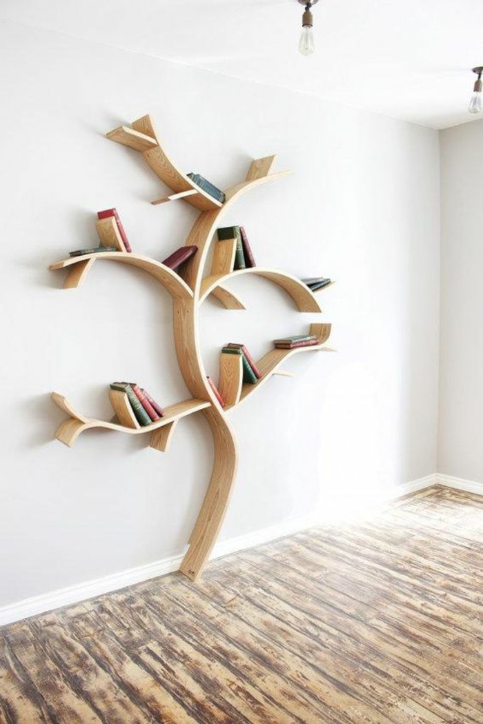 estantería-propio-build-árbol de la pared de anaquel de madera bricolaje-ideas-creativo-pared de diseño