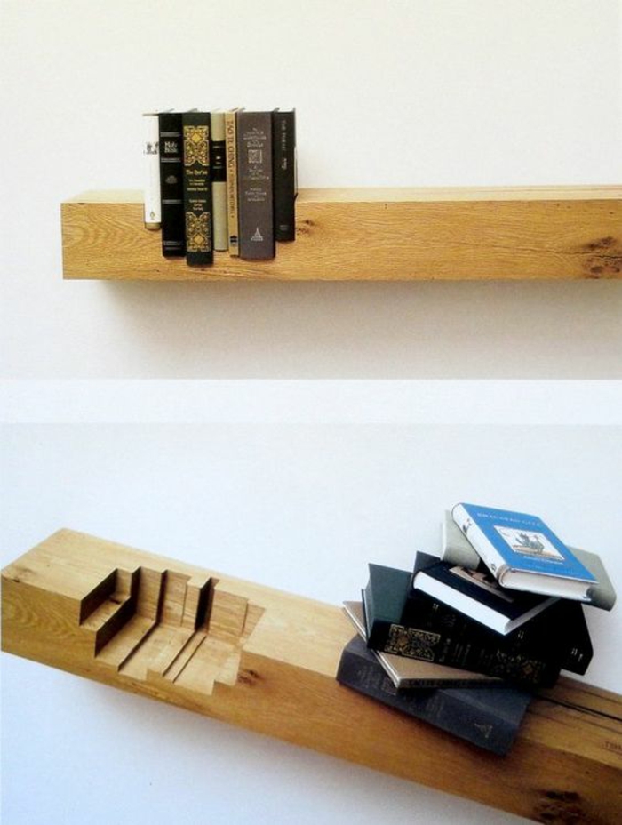 етажерка собствена натрупване holzstüch-много книги-Направи си сам идеи-творчески стена дизайн