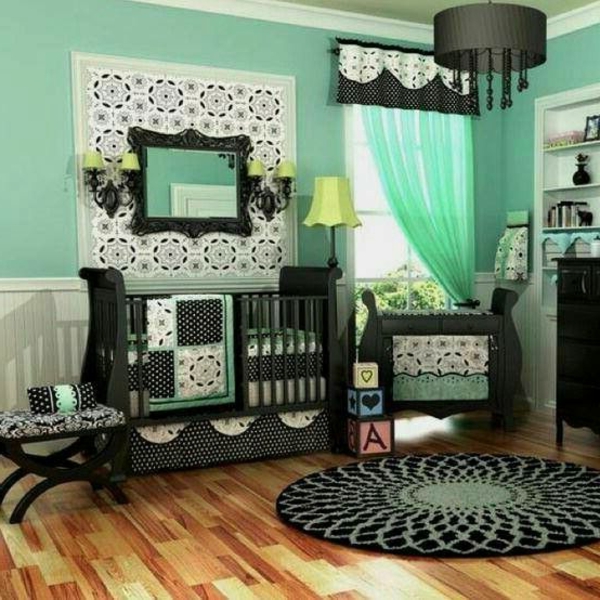 Rideaux de miroir et couleur turquoise et noire pour le luxe babyzimemr