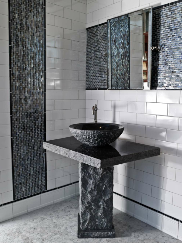 kupaonica s mozaikom-moderno-kupaonica i sudoper u crnoj boji