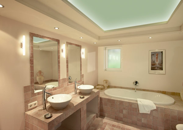 إضاءة الحمام-تأثيث الحمام-أفكار-السقف-أضواء / إضاءة الحمام للسقف