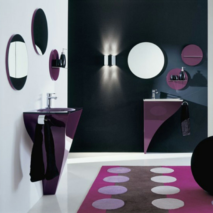 μπάνιο επίπλωση-ιδέες-μοβ χαλί