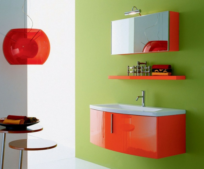 μπάνιο επίπλωση-ιδέες-πορτοκαλί-design