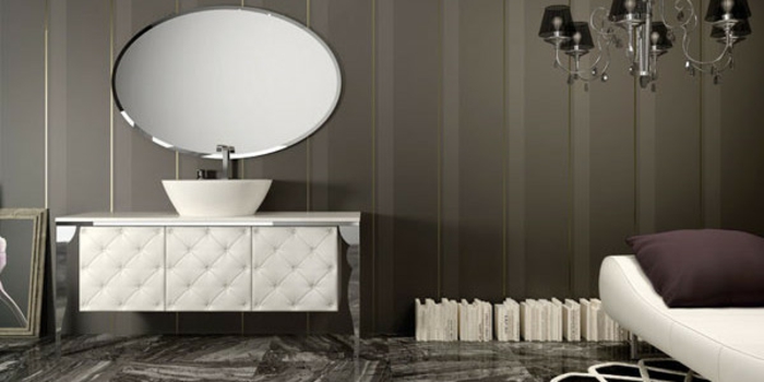 kupaonica namještaj-ideje u obliku ovalnog ogledalo