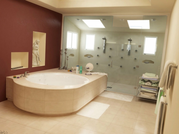 baño con ducha, zona de ultra-moderno-diseño-del-baño
