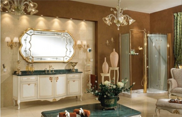 πολυτέλεια καθρέφτη μπάνιο - όμορφο πολυέλαιο