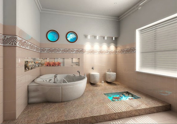 बाथरूम सजावट-सुपर आधुनिक बाथरूम डिजाइन-विचार-पानी - सफेद में बाथटब