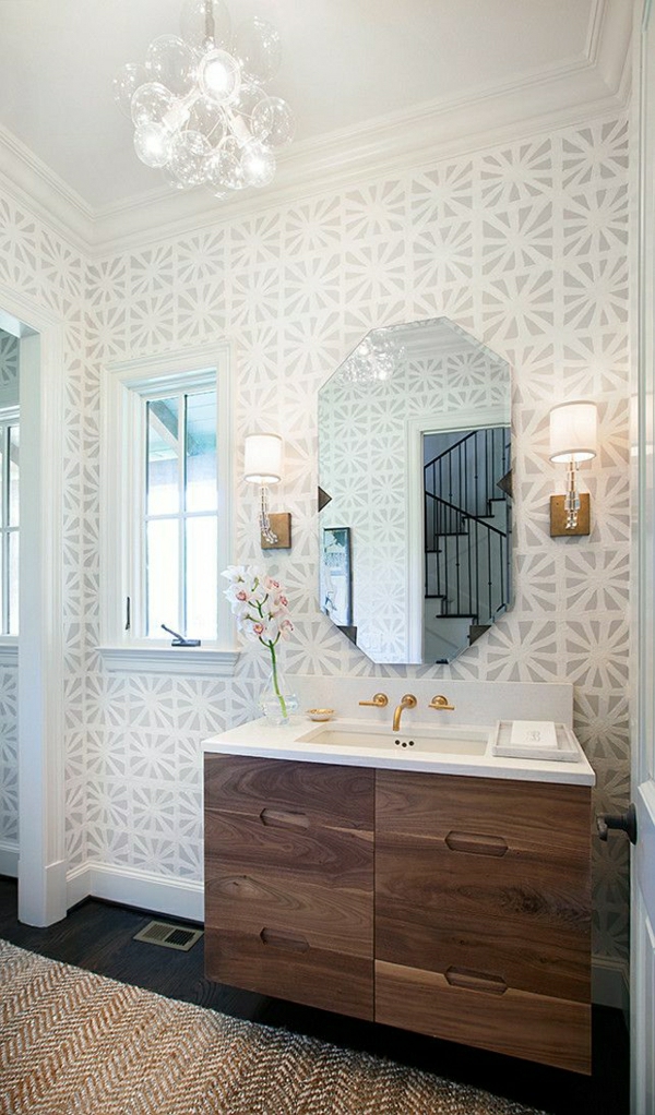 -Salle-set-salle de bains-mur design beau-papier peint-salle de bains-papier peint-papier peint idées