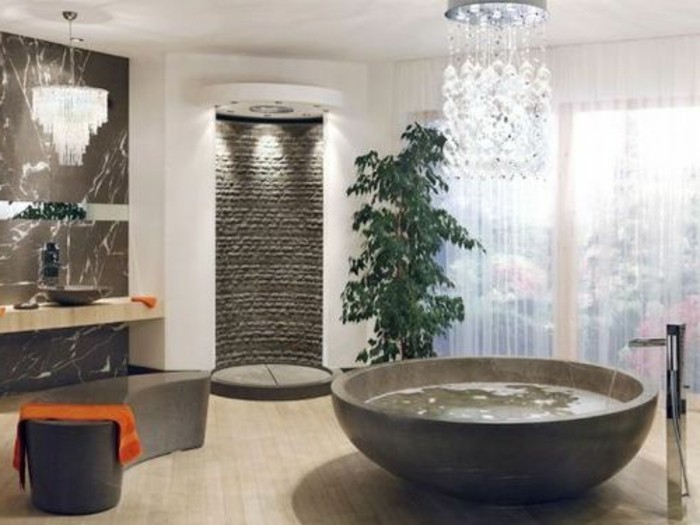 salle de bains-design-idées-modèle intéressant bain ovale en forme