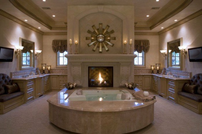 баня-дизайн-идеи-романтична атмосфера--Уникален баня-в-средата