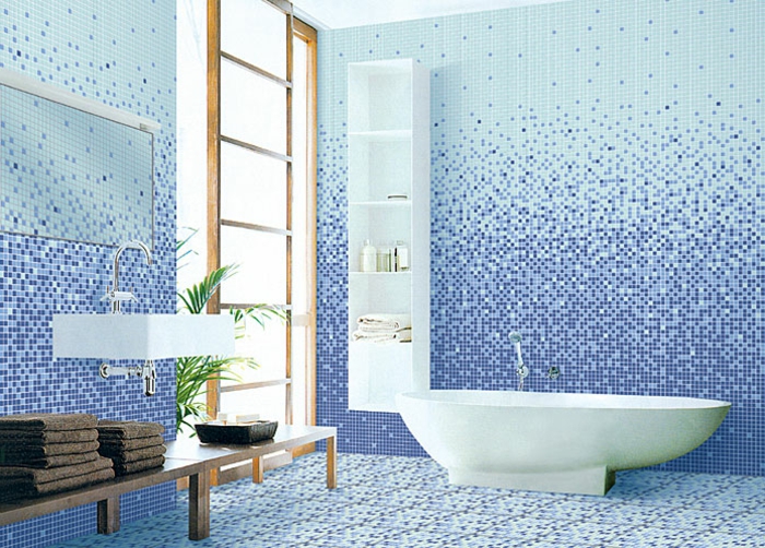 बाथरूम-अच्छा साथ-मोज़ेक-नीली आंतरिक-साल