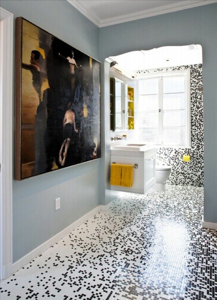Fürdőszoba mozaikszerű arisztokrata kép a falon