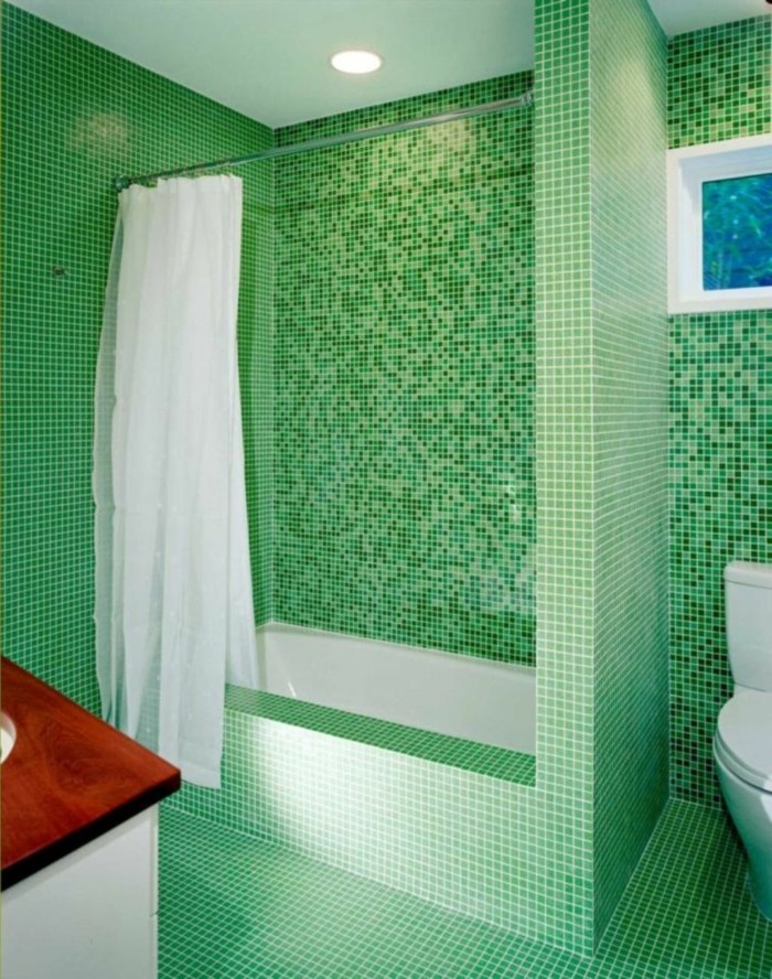 बाथरूम-रूप के साथ-मोज़ेक-ताजा हरे