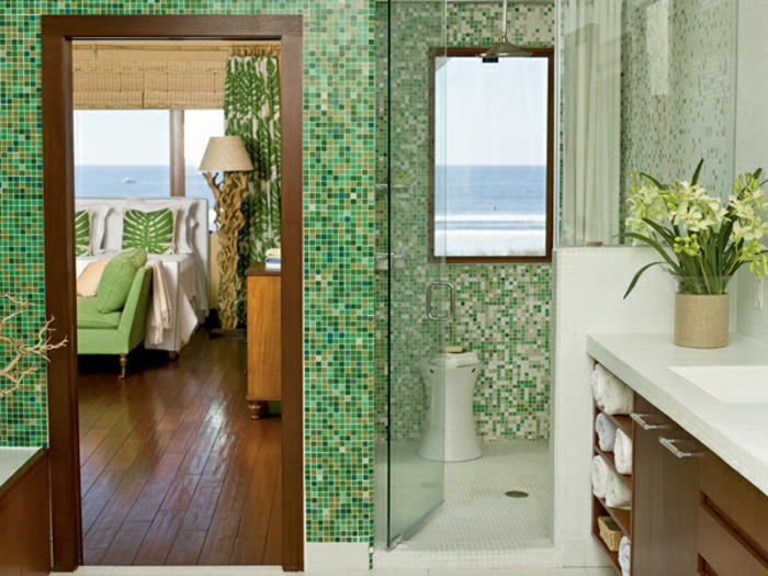 fürdőszoba-with-mozaik-zöld-falak