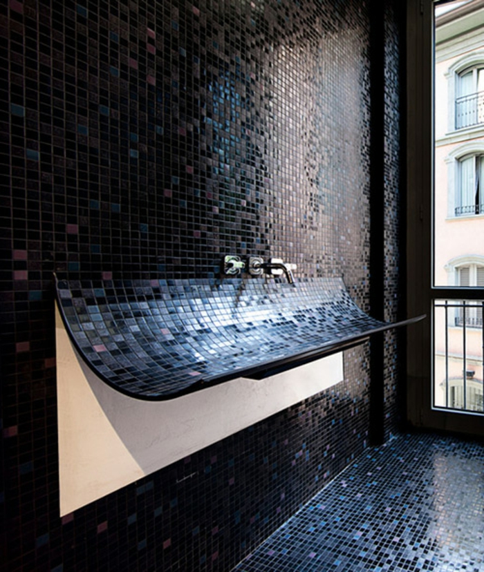 Kupaonica zid za mozaik-crno