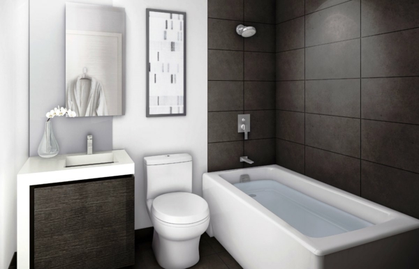 सफेद बाथरूम में आधुनिक विचार बाथटब