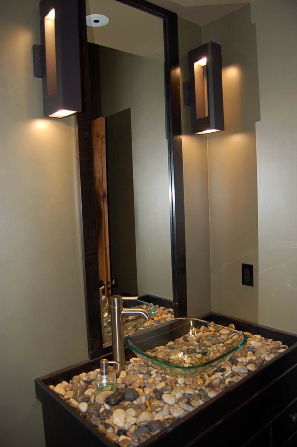 बाथरूम-सुंदर-रहने वाले दर्पण - गर्म प्रकाश व्यवस्था