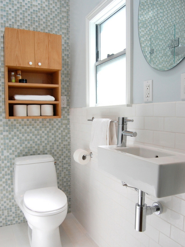 बाथरूम-सुंदर-रहने वाले शौचालय - लकड़ी के कैबिनेट