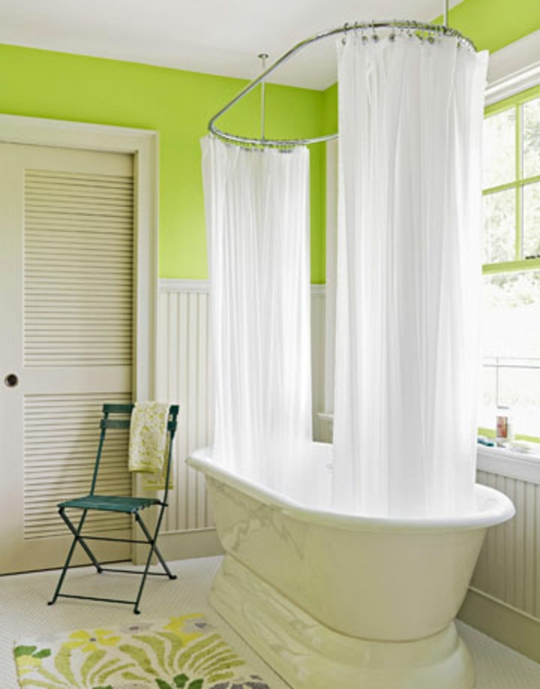 ιδέες μπάνιου-πολύ όμορφη διακόσμηση - διακόσμηση λευκών κουρτινών