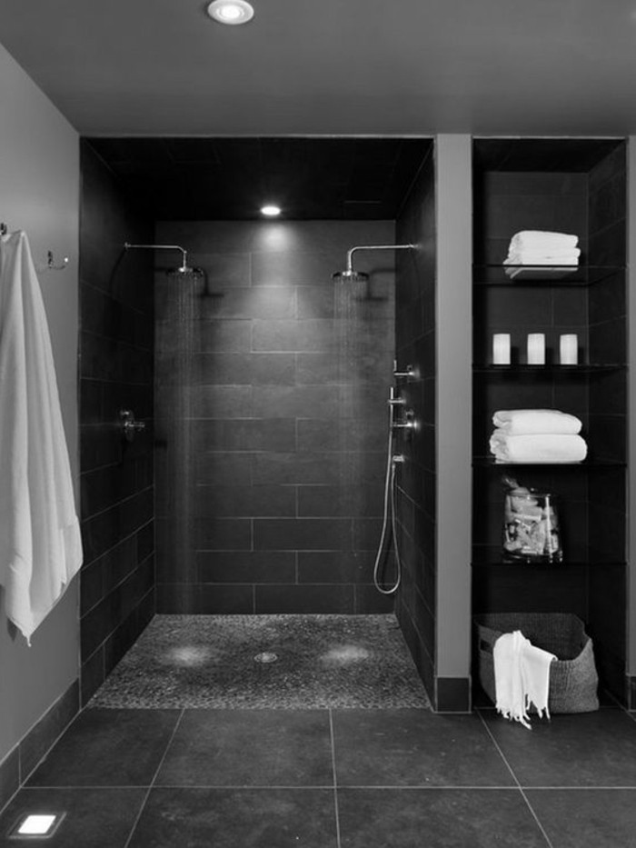 fürdőszoba tervezés-ötletek-Bader-ötletek-fürdőszoba-in-fekete-szürke-duschkabinne