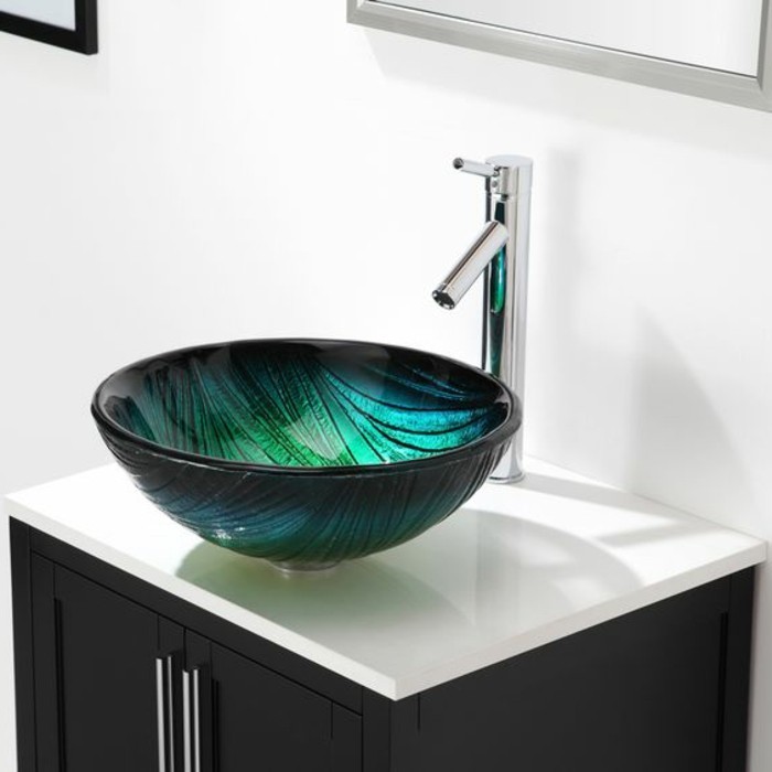 salle de bains design-idées-bader-idées-moderne-évier en bleu et vert