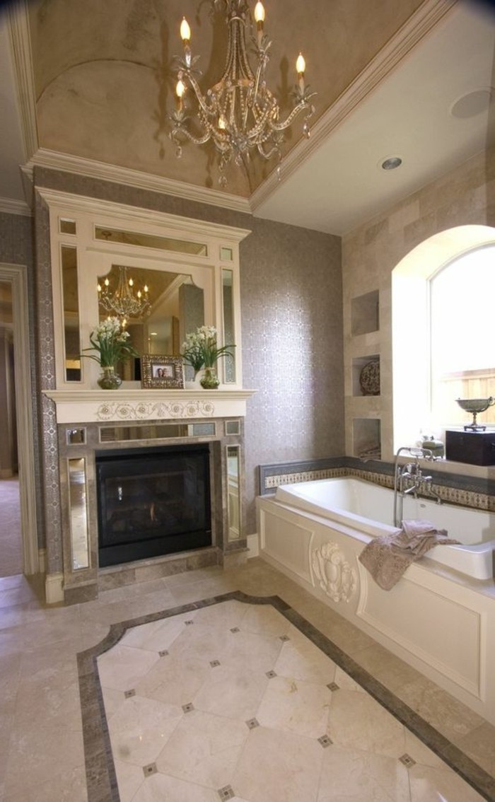 salle de bain idées de design-salle-trumbader-avec-marbre et cheminée