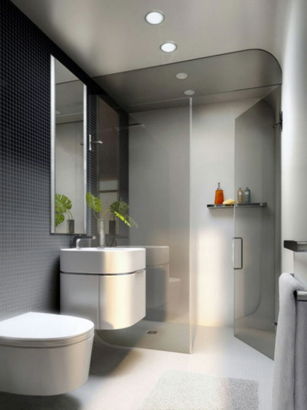 ιδέες ανακαίνισης μπάνιου σύγχρονες - όμορφα φώτα οροφής