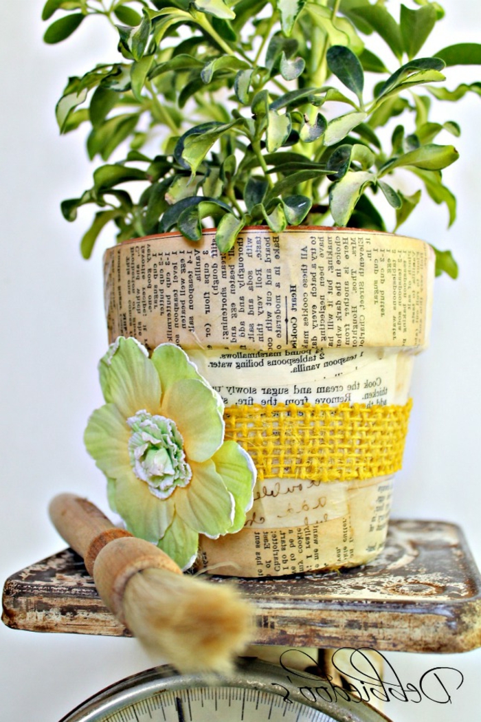 саксии за декориране на идеи зелени растения цветя хартия декорации цветове стари мотиви идеи