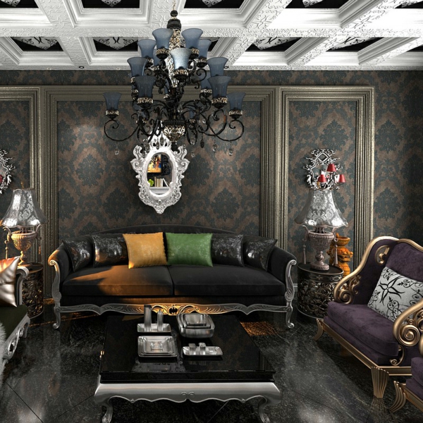 papel tapiz barroco-de-un-aristocrática-sala de estar