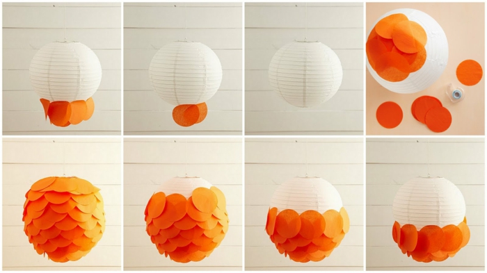 lámparas de juguete - decorar la pantalla blanca con papel naranja