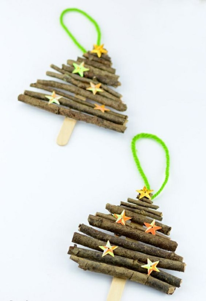 מלאכת רעיונות-חג מולד-עץ-קטן-Weihnachtsbaume-גרונר-חוט-זהב-כוכבים