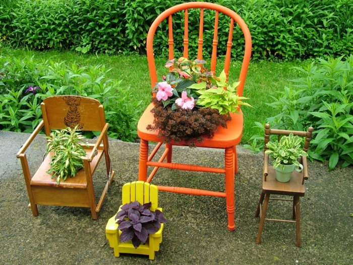 саксии самостоятелно оформяне декорация идеи столове в декор трансформира жълт оранжев градина