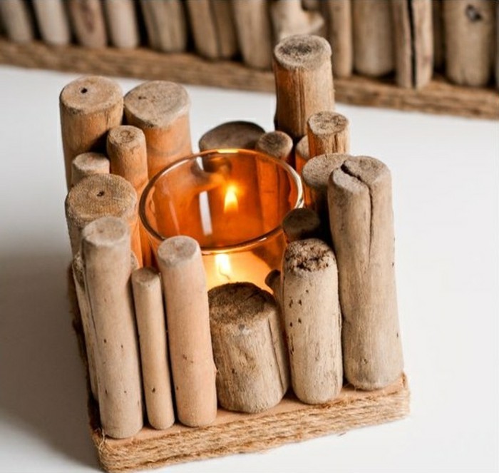 Tinker-con-madera a la deriva cuadrados de velas luz de las velas-bricolaje