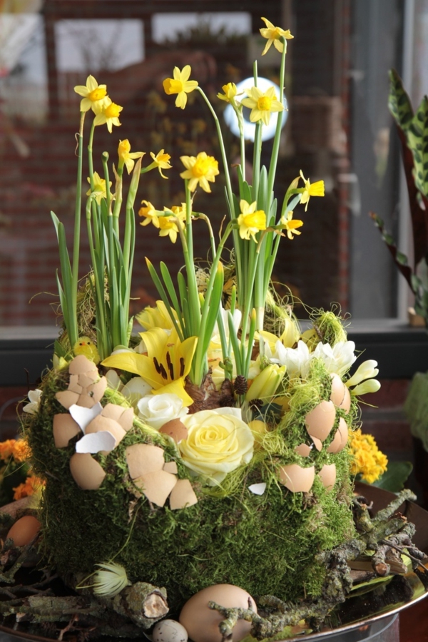 arreglos Tinker-Pascua-Tinker-artesanales ideas Pascua-Tischdeko-hermoso-flor